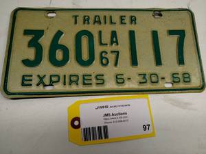 lot 97 image: Louisiana License Plate...