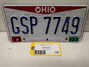 lot 102 image: Ohio License Plate...