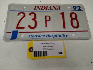 lot 107 image: Indiana License Plate...