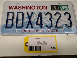 lot 109 image: Washington License Plate...