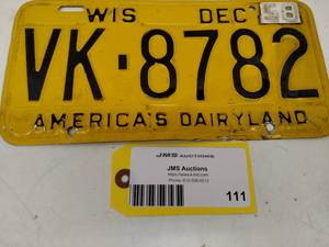 lot 111 image: Wisconsin License Plate...