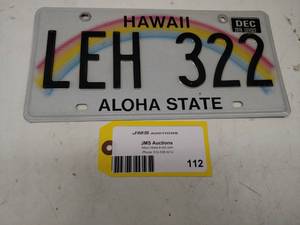 lot 112 image: Hawaii License Plate...