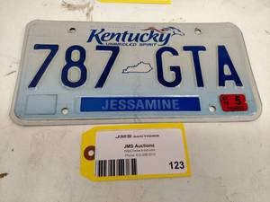 lot 123 image: Kentucky License Plate...