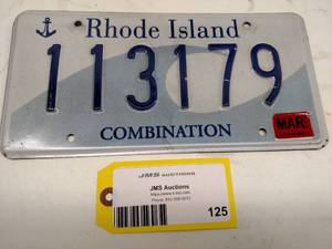 lot 125 image: Rhode Island License Plate...