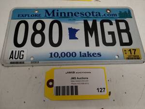 lot 127 image: Minnesota License Plate...