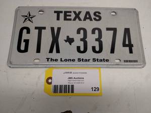 lot 129 image: Texas License Plate...