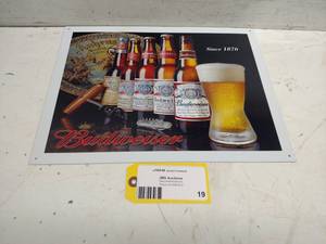 lot 19 image: Budweiser Sign, 16x12.5...