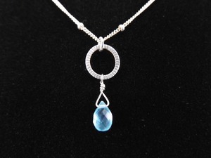 .925 Sterling Silver Pear Cut Topaz Pendant Necklace