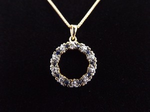 .925 Sterling Silver Diamond Accented Sapphire Vermeil Pendant Necklace