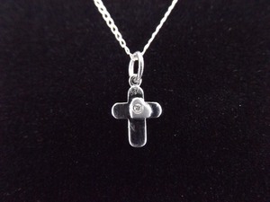 .925 Sterling Silver Diamond Heart Cross Pendant Necklace
