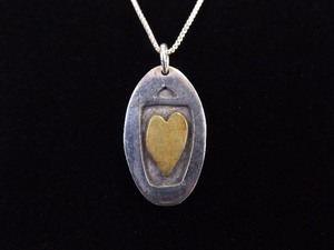 .925 Sterling Silver Heart of Gold Pendant Necklace