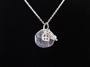 .925 Sterling Silver Peace Pendant Necklace