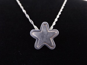 .925 Sterling Silver Thick Star Pendant Necklace