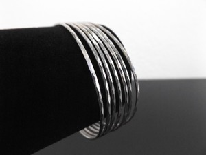 .925 Sterling Silver Multi Ring Bangle Bracelet