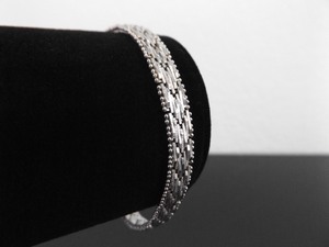 .925 Sterling Silver Thick Arrow Weave Bracelet