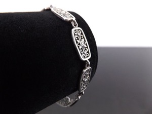 .925 Sterling Silver Thick Scrolled Link Bracelet