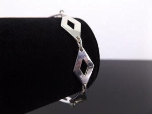 .925 Sterling Silver Large Diamond Link Bracelet