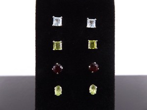 .925 Sterling Silver Multi Colored Crystal Post Earrings