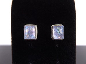 .925 Sterling Silver Confetti Dichroic Glass Post Earrings