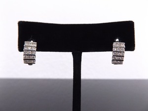 .925 Sterling Silver Crystal Hoop Hinged Hook Earrings