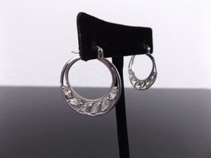 .925 Sterling Silver Marquise Cut Crystal Hoop Hook Clasp Earrings