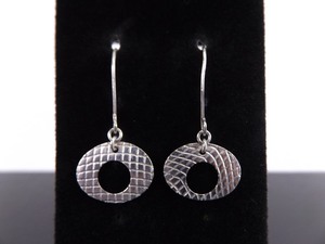 .925 Sterling Silver Artisan Hoop Hook Dangle Earrings