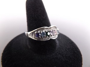 .925 Sterling Silver Multi Colored Faceted Stone Ring Size 10.75