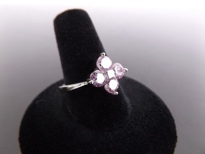 .925 Sterling Silver Faceted Pink Sapphire Crystal Ring Size 9