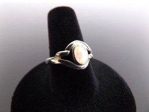 .925 Sterling Silver Opal Cabochon Ring Size 7.75