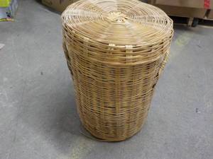 Wicker Hamper, full of hangers with...