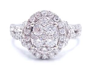 lot 4 image: Breathtaking 1.46 Carat Diamond Cluster Estate Ring in 14k White Gold - $4950 VIDEO