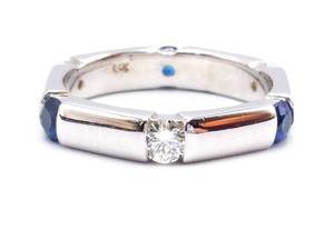 lot 13 image: Designer Sapphire & Diamond Estate Band in 14k White Gold - $5500