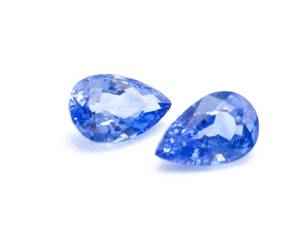 lot 14 image: (2) Natural .60 Carat Cornflower Blue Ceylon Sapphires Pear-Shaped Loose Gemstones