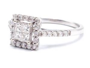 lot 15 image: Beautiful .61 Carat Diamond Halo Estate Ring in 14k White Gold - $3125 Retail