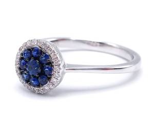 lot 22 image: Gorgeous Designer Blue Sapphire and White Diamond Estate Ring in 14k White Gold - $2600