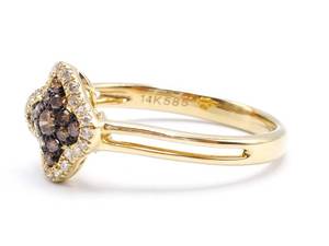 lot 27 image: Posh Ladies Chocolate and White Diamond Ring in 14k Yellow Gold - $3750