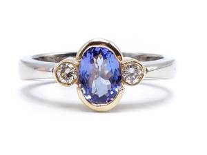 lot 10A image: Brilliant Tanzanite and Diamond Estate Ring in Two-Tone 14k Gold - $2200