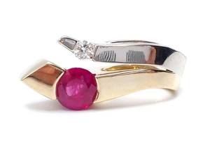 lot 10B image: Outstanding Natural Ruby and Diamond Estate Pendant in Two-Tone 14k Gold - $2475