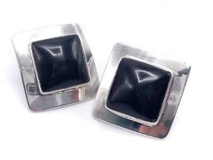 lot 46 image: Oynx Southwest Estate Earrings in Sterling Silver