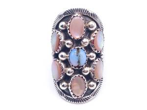 lot 47 image: Beautiful Turquoise and Gemstone Southwest Estate Ring in Sterling Silver