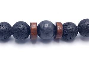 lot 55 image: Lava, Wood, and Stone Stretch Bracelet