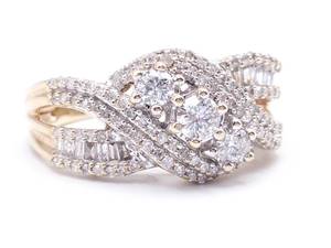 lot 42A image: Bright Ladies Diamond Estate Ring in Yellow Gold - $2850