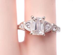 lot 4A image: 1.25 Carat Emerald Cut Custom Made Diamond Engagement Ring in 14k White Gold - $6750 VIDEO