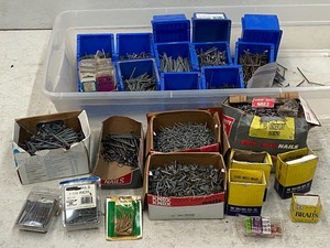 lot 75 image: 36 Storage Tote Full Of Assorted Hardware  Parts Sorting Bins -- Contents Included -- See All Pictures