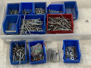 lot 77 image: 36 Storage Tote Full Of Assorted Hardware  Parts Sorting Bins -- Contents Included -- See All Pictures