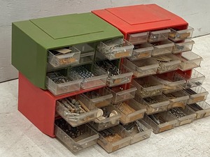 lot 78 image: Lot Of (4) 12 Bench-Top Parts Organizers Bins -- Hardware Contents Included -- See All Pictures