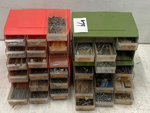 lot 79 image: Lot Of (4) 12 Bench-Top Parts Organizers Bins -- Hardware Contents Included -- See All Pictures