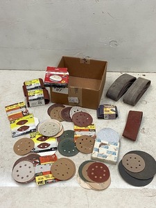 lot 87 image: Box Of Assorted Belt Sanding Supplies -- See All Pictures