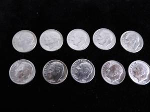 US Lot of 10 Roosevelt Dimes