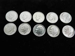 US Lot of 10 Roosevelt Dimes